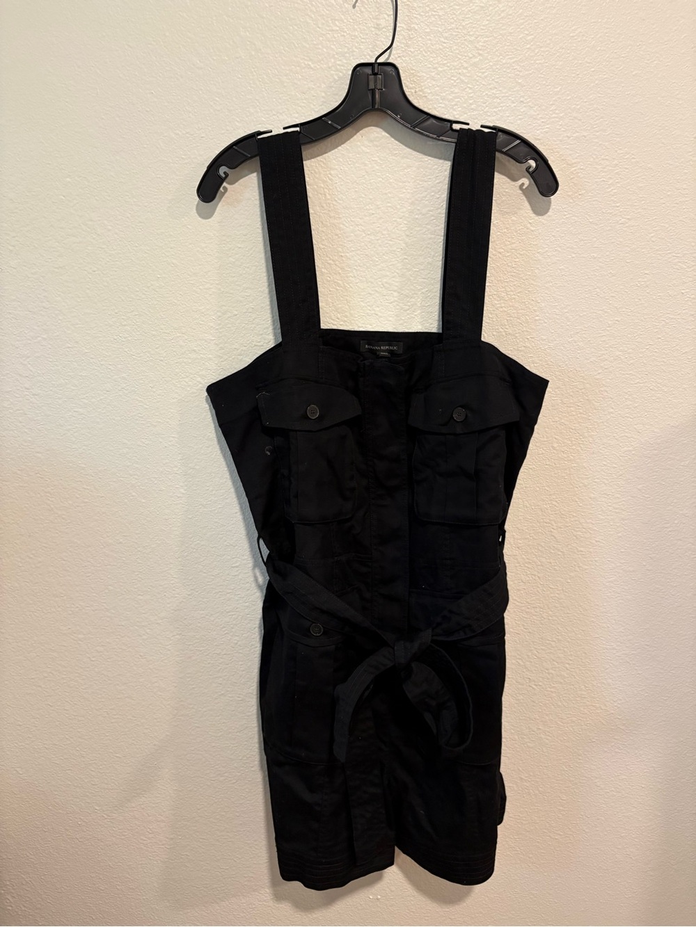 Banana Republic Black Utility Romper with Pocket Details